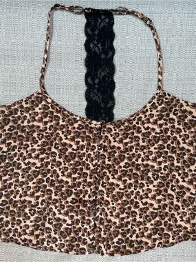 Forever 21 Leopard Print Cami with Black Lace Racerback